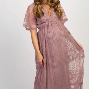 Pink Blush Maternity Lace Maxi Dress